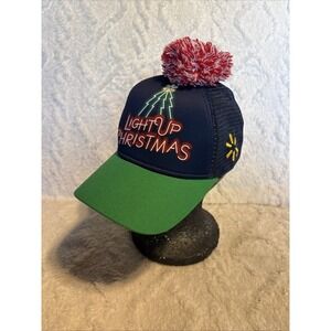 Walmart Light Up Christmas Snapback Hat Multicolor Design with‎ Mesh Pom-Pom